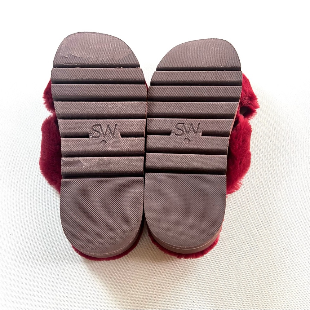Stuart Weitzman Roza Lift Chill Furry Platform Slipper Slides Size 8.5 - Picture 7 of 9